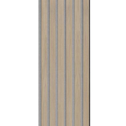I-Wood Medio+ Original akustikpanel, hvid olieret, grå filt og sort kerne, egefiner, 17 x 300 mm