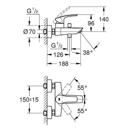 GROHE Eurosmart 2021 armatur til kar og bruser, krom