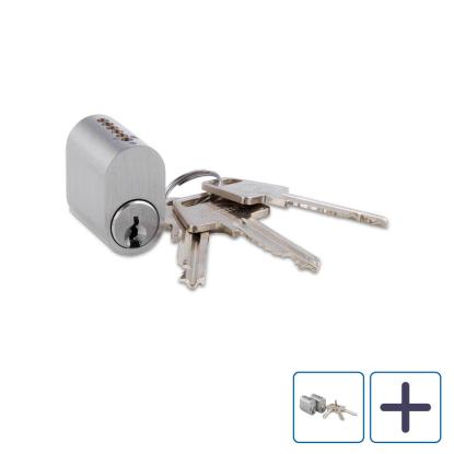 Jasa Company oval cylinder, 6-stift, inkl. 3 nøgler, mat forniklet