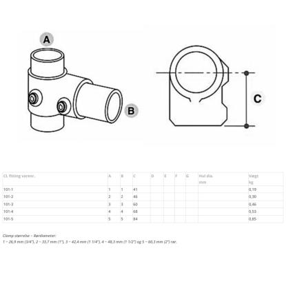 Clarrods Clamps CL101 kort T-stykke