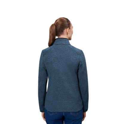 ID 0848 Zip-n-Mix strikfleece cardigan, melange, dame, navy melange
