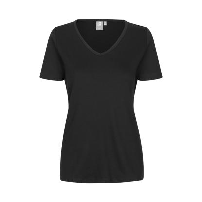 ID 0506 Interlock T-shirt med v-hals, dame, sort