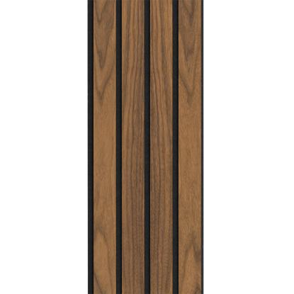 I-Wood Medio+ 4-lamel akustikpanel, klar olieret, sort filt og sort kerne, valnøddefiner, 17 x 300 mm