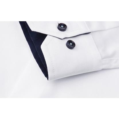 Seven Seas S371 Fine Twill Contrast skjorte, slim, hvid