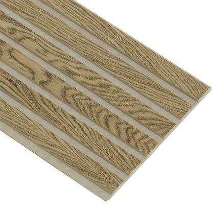 I-Wood Basic Original akustikpanel, mørkebrun olieret, beige filt og lys kerne, egefiner, 16 x 300 mm 