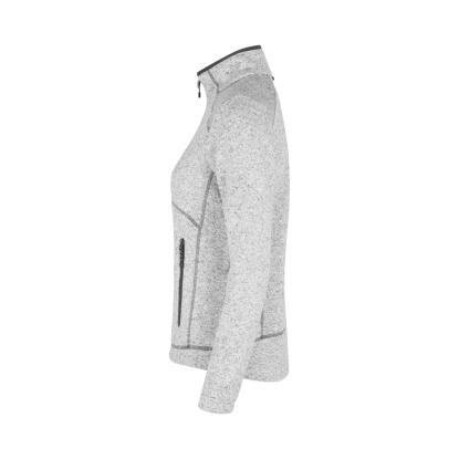 ID 0848 Zip-n-Mix strikfleece cardigan, melange, dame, grå melange