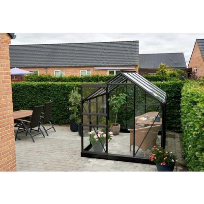 Halls Popular drivhus 5,0 m², sort, 3 mm glas