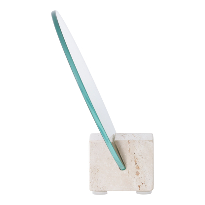Bordspejl, travertin, beige, Ø18 cm