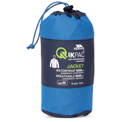 Trespass QIKPAC X packaway regnjakke med pose, unisex, blå 