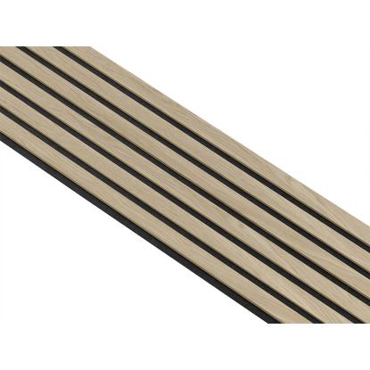 I-Wood Basic Original akustikpanel, ubehandlet natur, sort filt og lys kerne, egefiner, 16 x 300 mm 