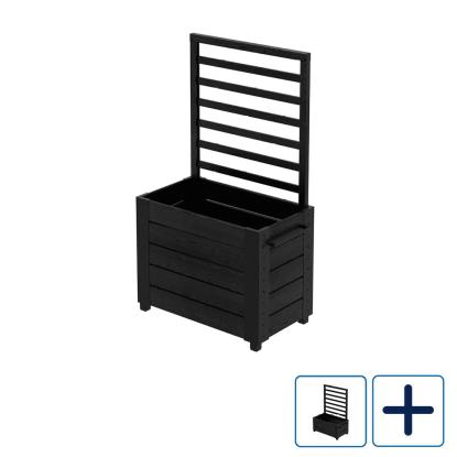 PLUS Cubic blomsterkasse med espalier og fødder, sort