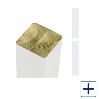 PLUS omlimet stolpe/drager, hvid, 9 x 9 cm