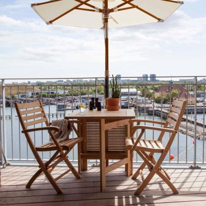 Cinas altanparasol, gråhvid, polyester, Ø1,8 meter