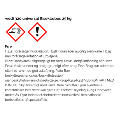 wedi 320 universal fliseklæber - 25 kg