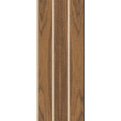I-Wood Medio+ 3-lamel akustikpanel, klar olieret, beige filt og sort kerne, valnøddefiner, 17 x 300 mm