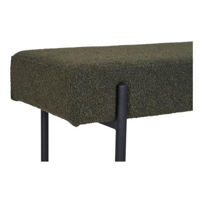 Swindon bænk i mørkegrøn bouclé med sorte ben, 100 x 36 x 42,5 cm