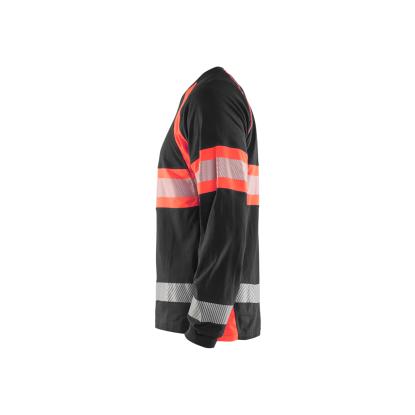 Blåkläder 3510 high vis t-shirt lang ærme, sort/hi-vis rød