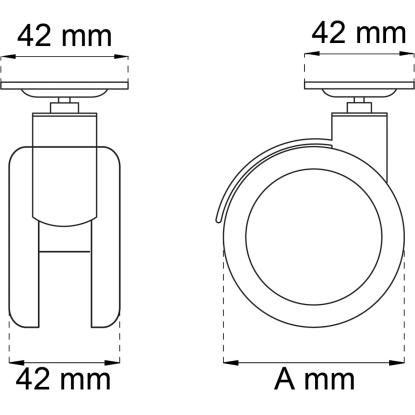 Habo 1440 møbelhjul med fast plade, Ø50 mm - 4stk.