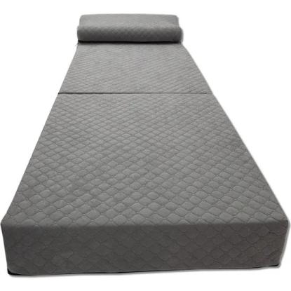 Luksus foldemadras med pude, 200 x 70 x 15 cm, grå