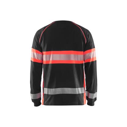 Blåkläder 3510 high vis t-shirt lang ærme, sort/hi-vis rød