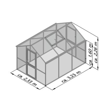 KGT Iris III drivhus, aluminium, 7,53 m²