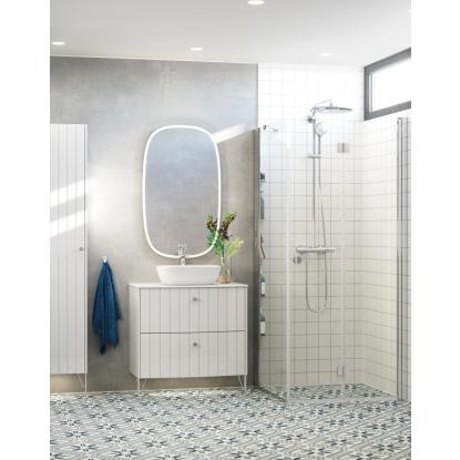 Scanbad FLEXI Tower reol til bruseniche model D, 5 hylder, 197,5 x 10 cm, satin