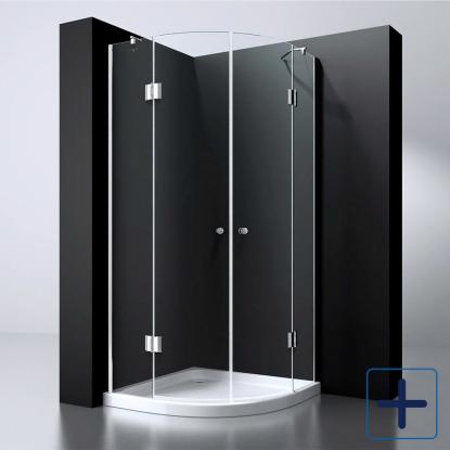 Best Design Erico brusehjørne, buet, krom/klart glas