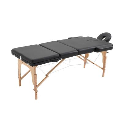 Massagebriks, foldbar, træ, sort, 185 x 70 cm - 3 sektioner