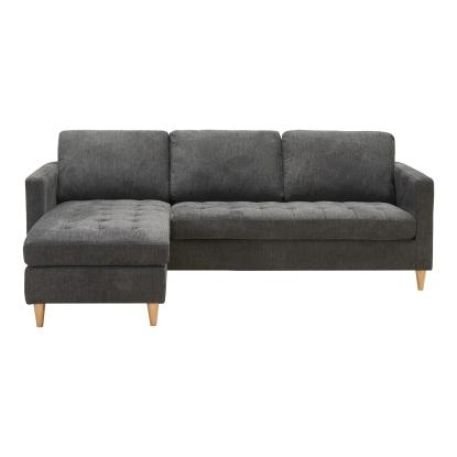 Sofa, mørkegrå med natur træben