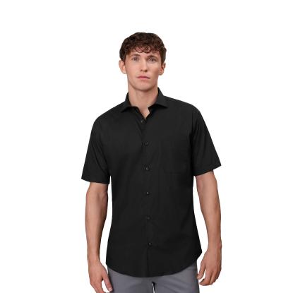 Seven Seas SS410 Poplin skjorte med korte ærmer, modern, sort