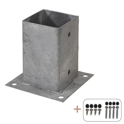 PLUS Cubic stolpefod til fundament inkl. skruer, stål, 15 cm - til 9 x 9 cm stolper