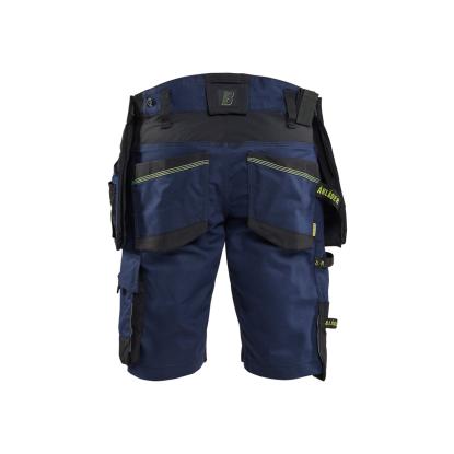 Blåkläder 1972 striker håndværkershorts med stretch, mørk marineblå/hi-vis gul