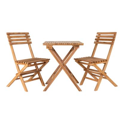 Cafésæt, 2 stole og 1 bord, teak, natur