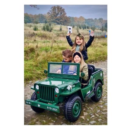 Azeno explorer 4 x 4 militær med 3 sæder, 4 x 24V, grøn