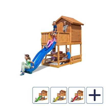 Fungoo MyHouse Freetime Beach legetårn med sandkasse, bord, bænke og rutsjebane