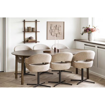 Bundaberg spisebord med to tillægsplader, røget eg, Ø120/120-220 cm