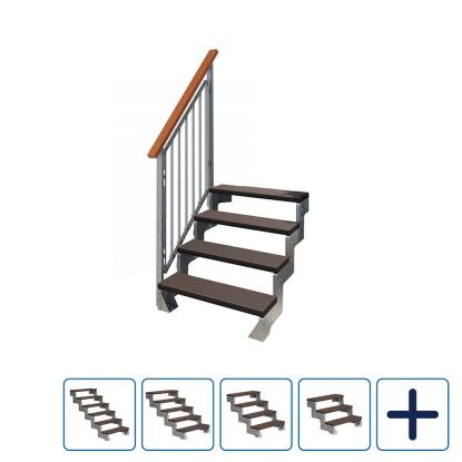 DOLLE Gardentop terrassetrappe med Trimax, inkl. 1 side gelænder, mørkebrun