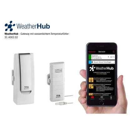 TFA WeatherHub startersæt med temperatursender og vandtæt kabelsensor