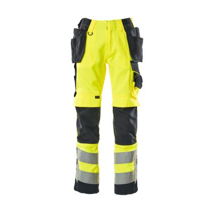 MASCOT SAFE SUPREME Wigan arbejdsbukser med hængelommer, hi-vis gul/mørk marine