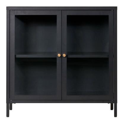 Dalby skab med 2 glaslåger, stål, 80 x 35 x 80 cm, sort