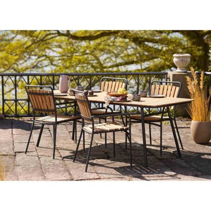 Cleveland havebord med sorte ben, teak, 90 x 220 cm
