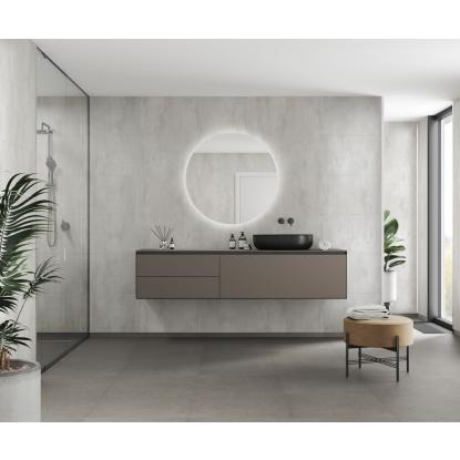 Fibo Cement vådrumspanel med 60 x 40 cm fliselook, 10 x 600 x 2400 mm, cracked cement silk