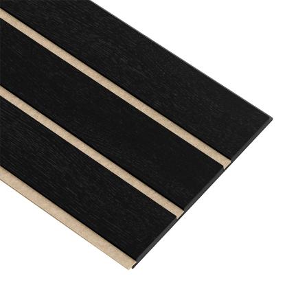 I-Wood Basic 3-lamel akustikpanel, sortmalet, beige filt og sort kerne, egefiner, 17 x 300 mm 