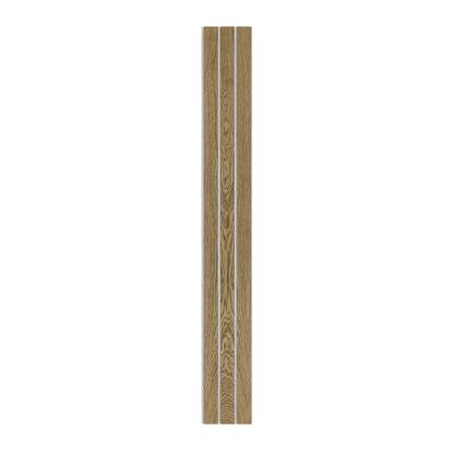 I-Wood Medio+ 3-lamel akustikpanel, mørkebrun olieret, grå filt og lys kerne, egefiner, 16 x 300 mm