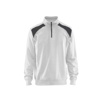 Blåkläder 3353 sweatshirt half zip, hvid/mørk grå