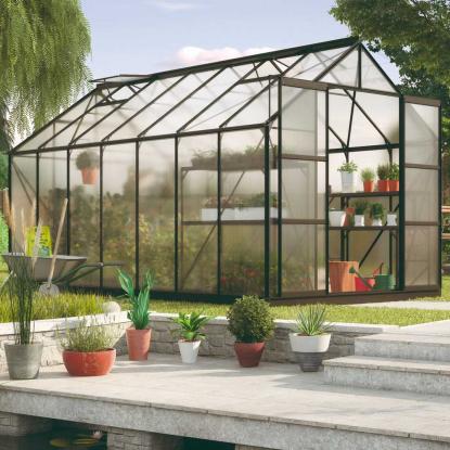 Vitavia Uranus 11500 drivhus, sort, 11,5 m², 6 mm poly, inkl. sokkel