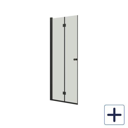 Scanbad Match B foldedør, H200 cm, sort/klart glas