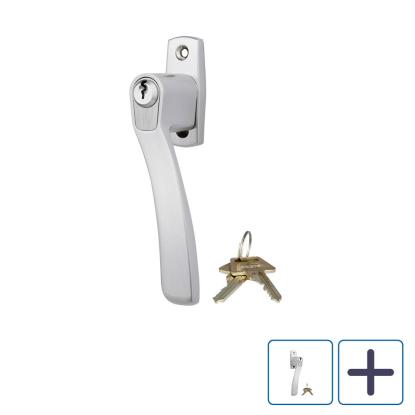 Jasa Company paskvil vinduesgreb med cylinder, 6-stift, mat forniklet