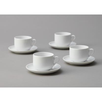 aida Atelier kaffekop med underkop, 18 cl, porcelæn, hvid - 4 stk.