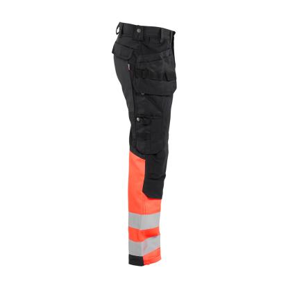 Blåkläder 1558 high vis buks med stretch, sort/hi-vis rød